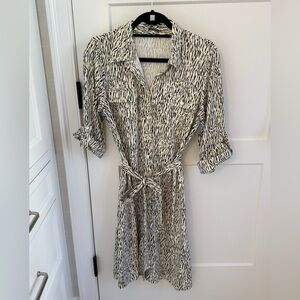 J. McLaughlin Black and White Patterned Shirt Dress